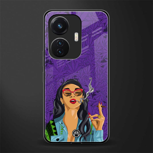 purple smoke back phone cover | glass case for vivo t1 44w 4g