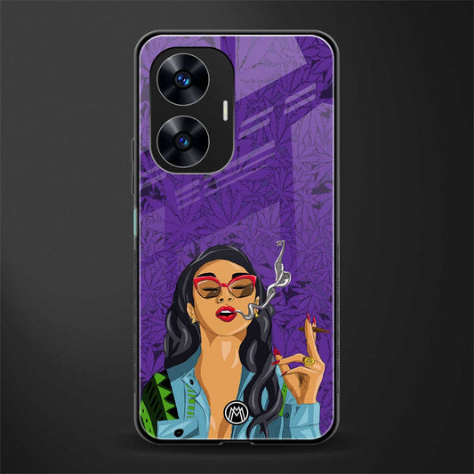 purple smoke back phone cover | glass case for realme c55