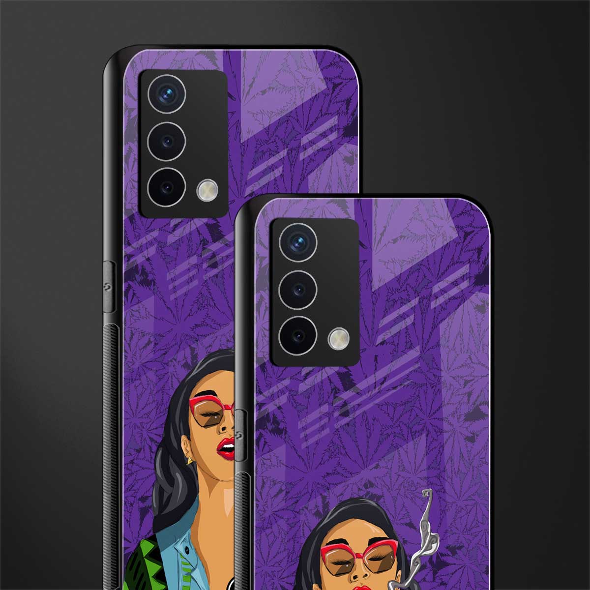 purple smoke back phone cover | glass case for oppo a74 4g
