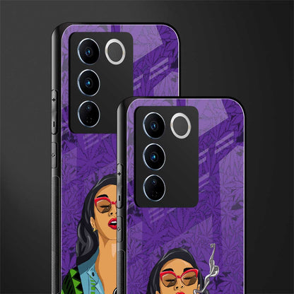 purple smoke back phone cover | glass case for vivo v27 pro 5g