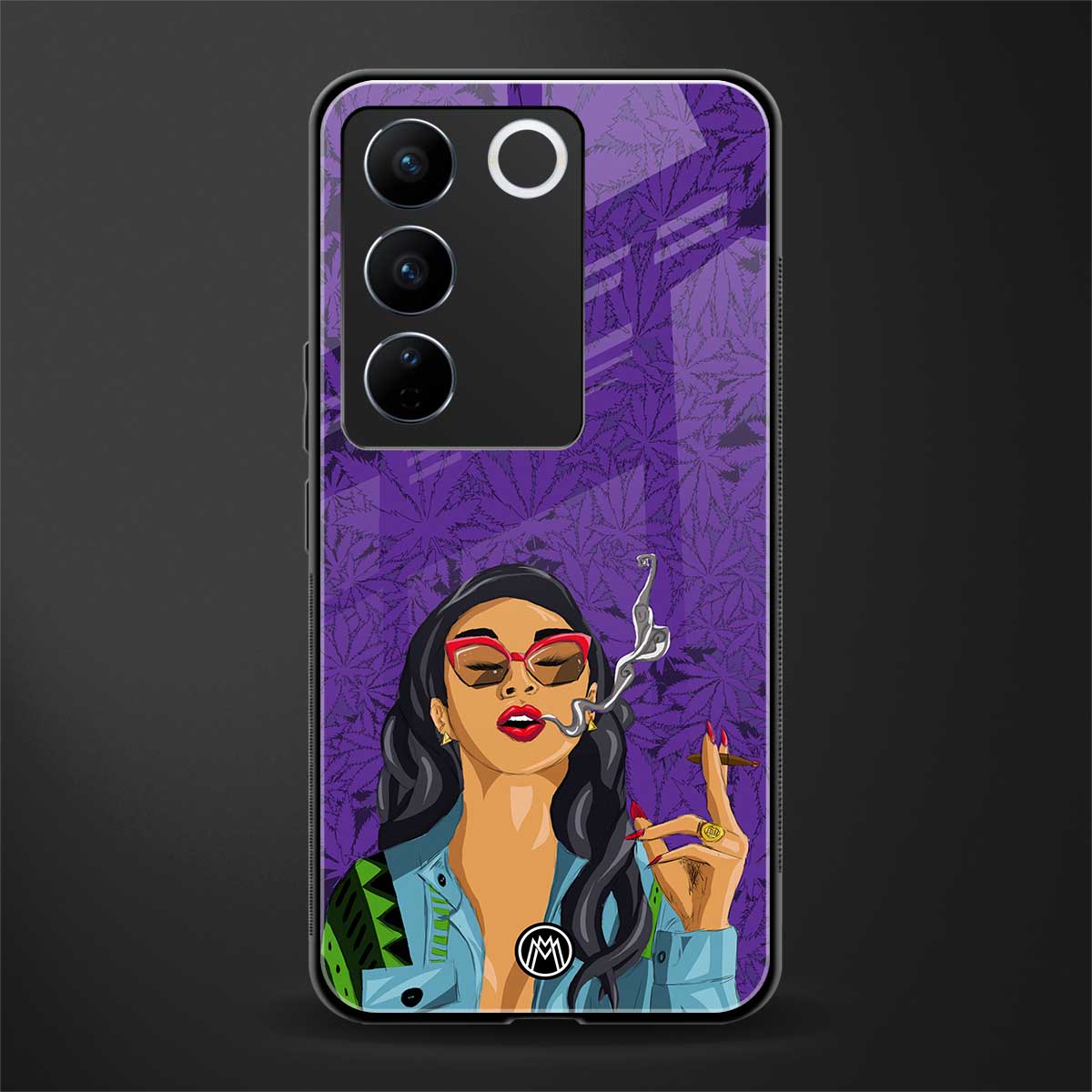 purple smoke back phone cover | glass case for vivo v27 pro 5g