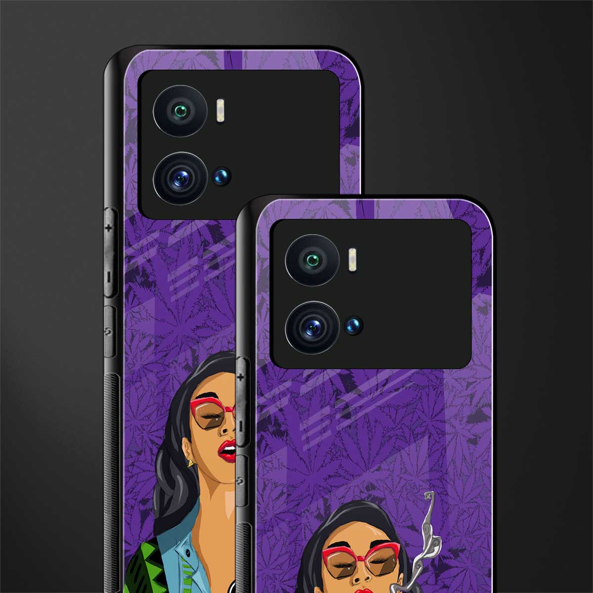 purple smoke back phone cover | glass case for iQOO 9 Pro