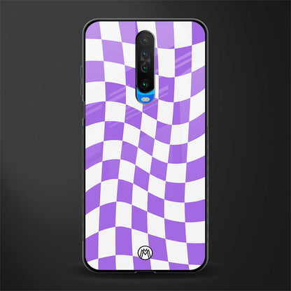 purple white trippy check pattern glass case for poco x2 image