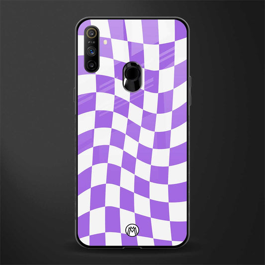 purple white trippy check pattern glass case for realme narzo 20a image
