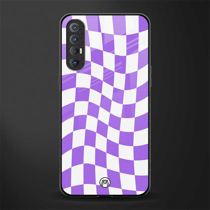 purple white trippy check pattern glass case for oppo reno 3 pro image
