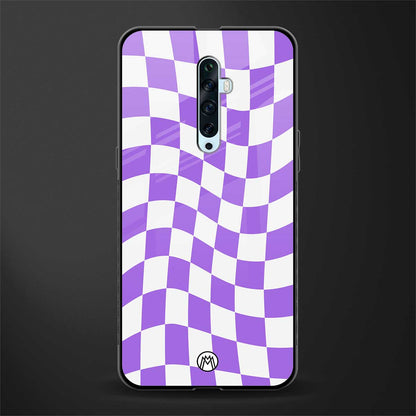 purple white trippy check pattern glass case for oppo reno 2f image