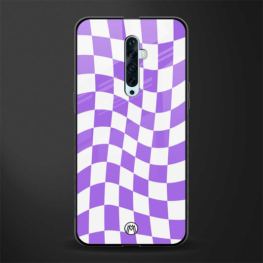 purple white trippy check pattern glass case for oppo reno 2f image