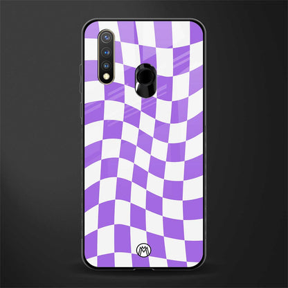 purple white trippy check pattern glass case for vivo y19 image