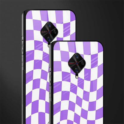 purple white trippy check pattern glass case for vivo s1 pro image-2
