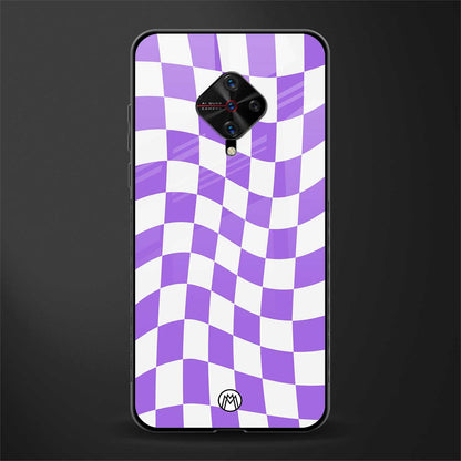 purple white trippy check pattern glass case for vivo s1 pro image