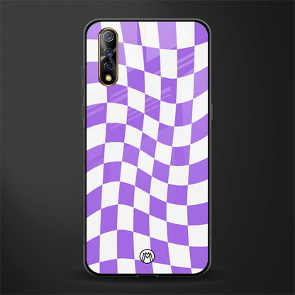 purple white trippy check pattern glass case for vivo s1 image