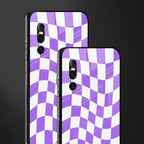 purple white trippy check pattern glass case for vivo v15 pro image-2