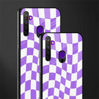 purple white trippy check pattern glass case for realme 5 image-2