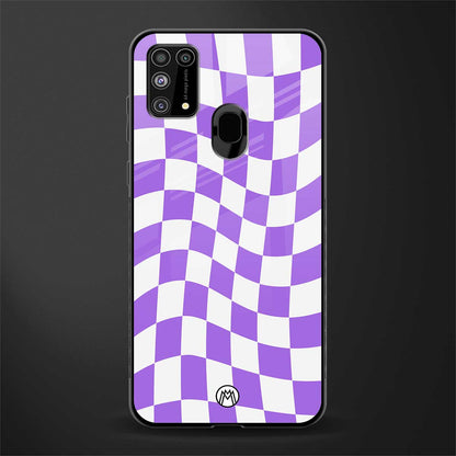 purple white trippy check pattern glass case for samsung galaxy f41 image