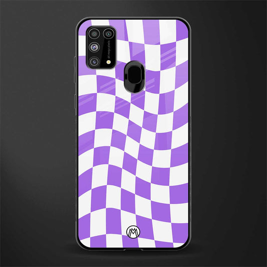 purple white trippy check pattern glass case for samsung galaxy f41 image