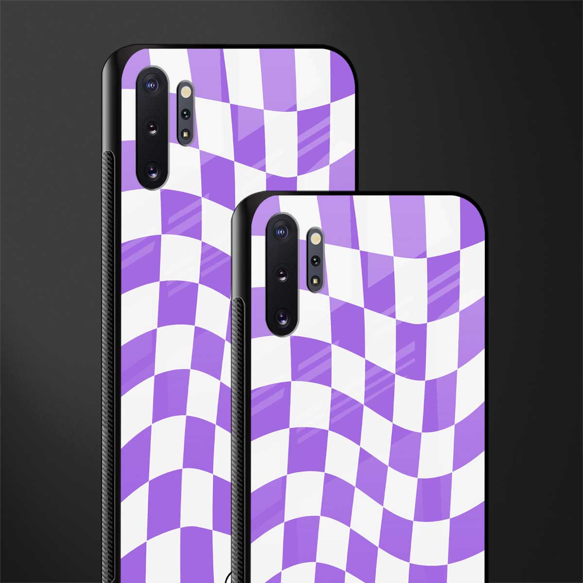 purple white trippy check pattern glass case for samsung galaxy note 10 plus image-2
