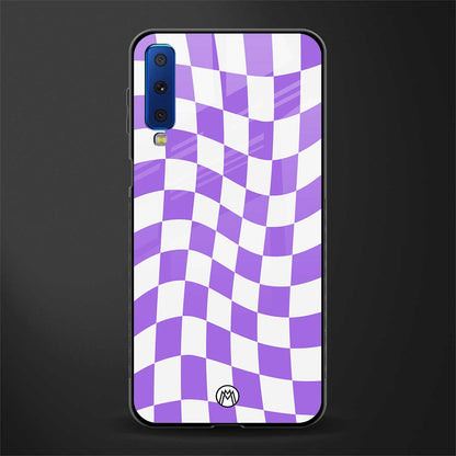 purple white trippy check pattern glass case for samsung galaxy a7 2018 image