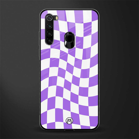 purple white trippy check pattern glass case for redmi note 8 image