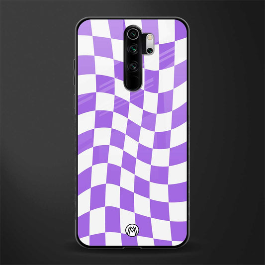 purple white trippy check pattern glass case for redmi note 8 pro image