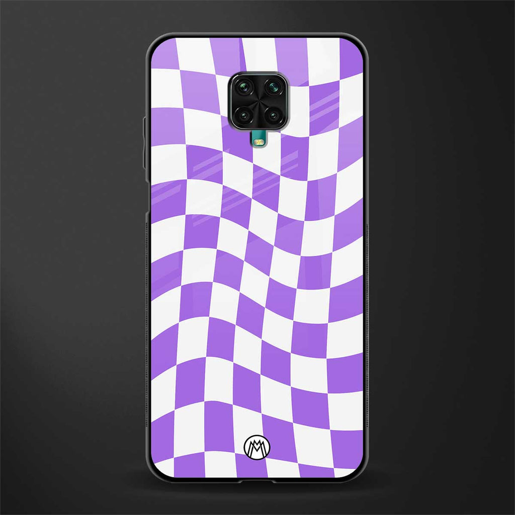 purple white trippy check pattern glass case for redmi note 9 pro image