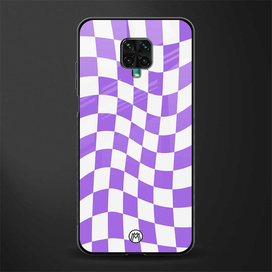 purple white trippy check pattern glass case for redmi note 9 pro max image