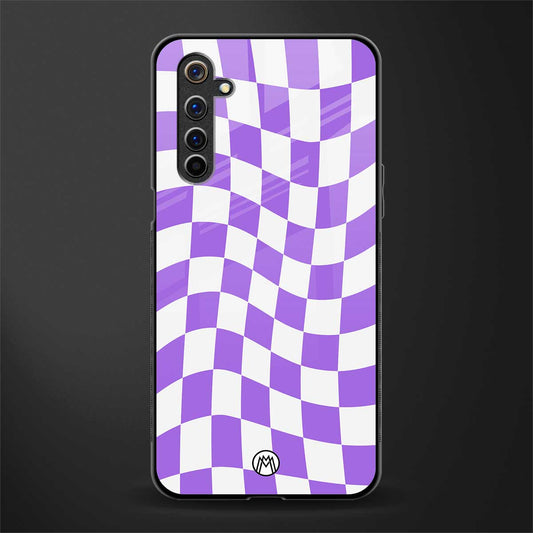 purple white trippy check pattern glass case for realme 6 pro image
