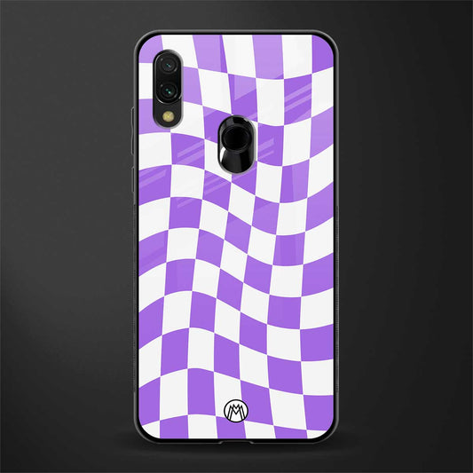 purple white trippy check pattern glass case for redmi 7redmi y3 image