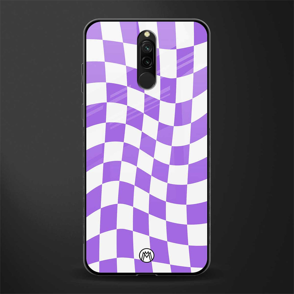 purple white trippy check pattern glass case for redmi 8 image