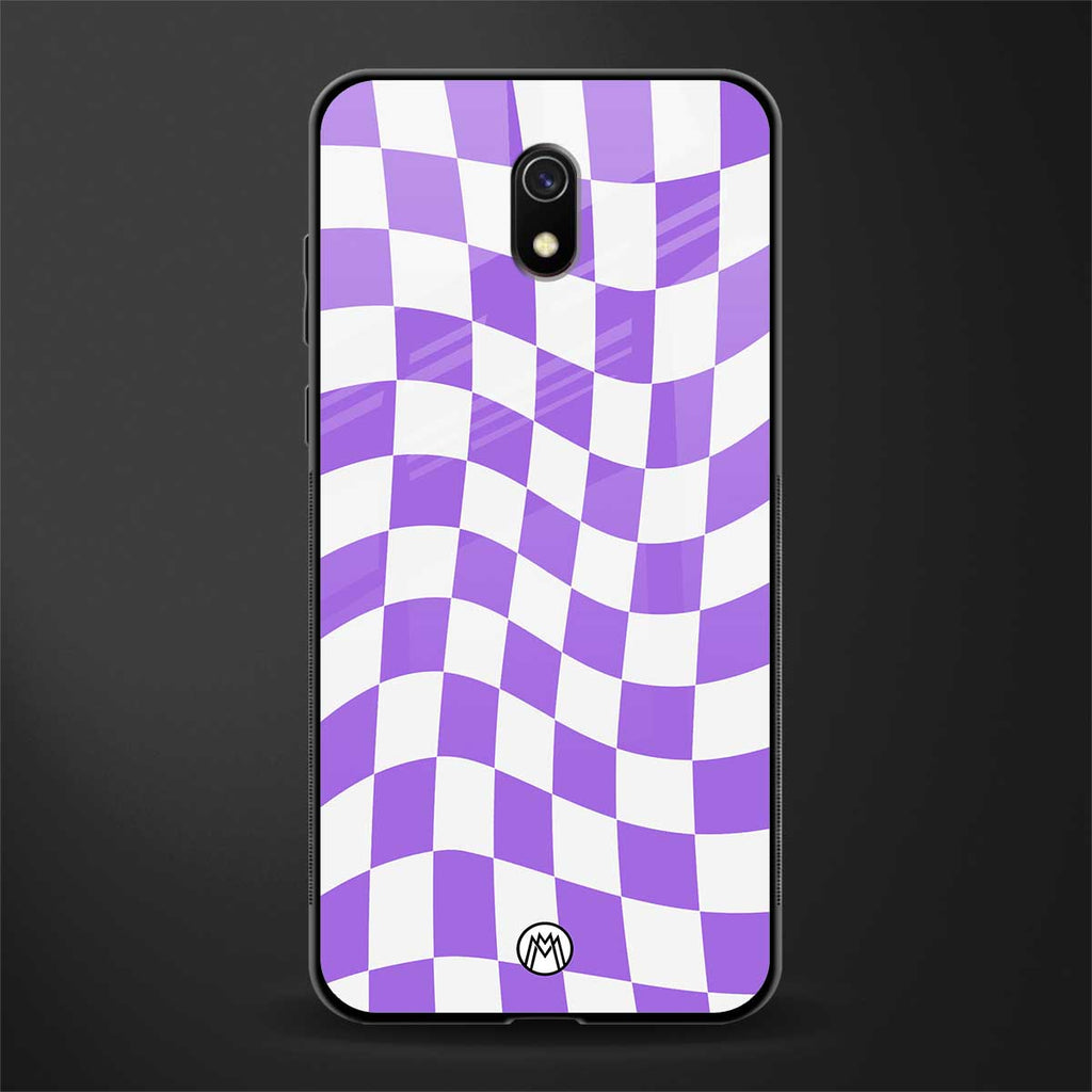 purple white trippy check pattern glass case for redmi 8a image