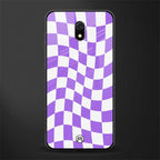 purple white trippy check pattern glass case for redmi 8a image