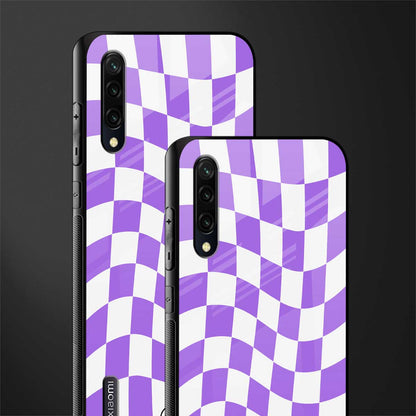 purple white trippy check pattern glass case for mi a3 redmi a3 image-2