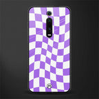 purple white trippy check pattern glass case for redmi k20 image