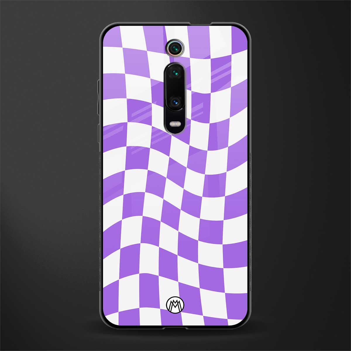 purple white trippy check pattern glass case for redmi k20 image