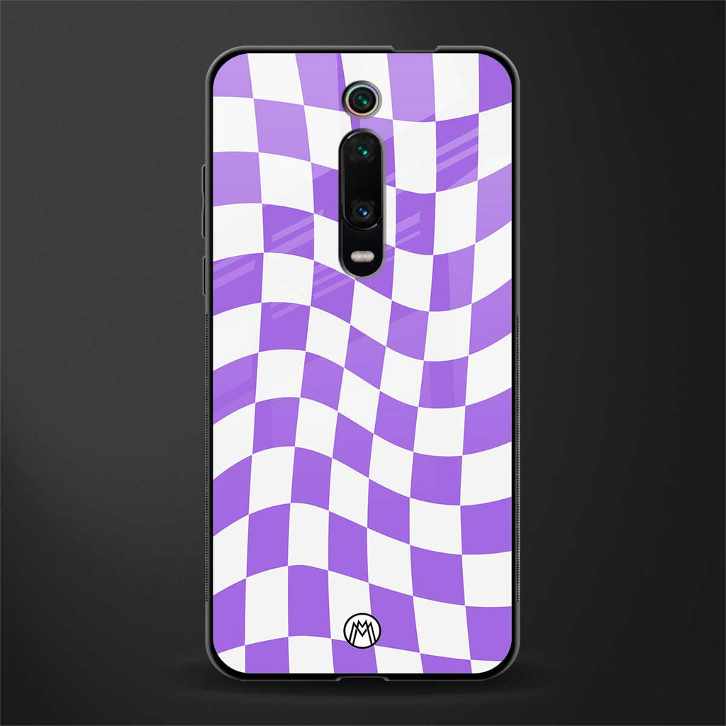 purple white trippy check pattern glass case for redmi k20 pro image