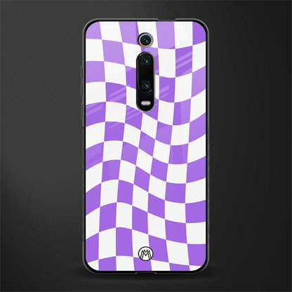 purple white trippy check pattern glass case for redmi k20 pro image