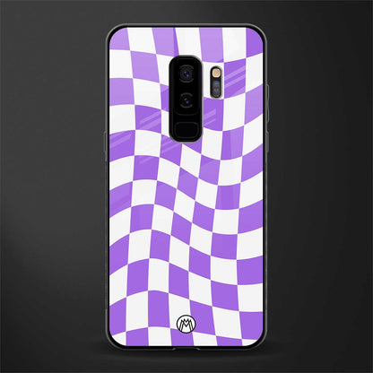 purple white trippy check pattern glass case for samsung galaxy s9 plus image