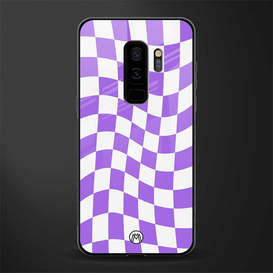 purple white trippy check pattern glass case for samsung galaxy s9 plus image