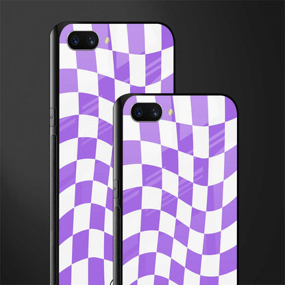purple white trippy check pattern glass case for realme c1 image-2