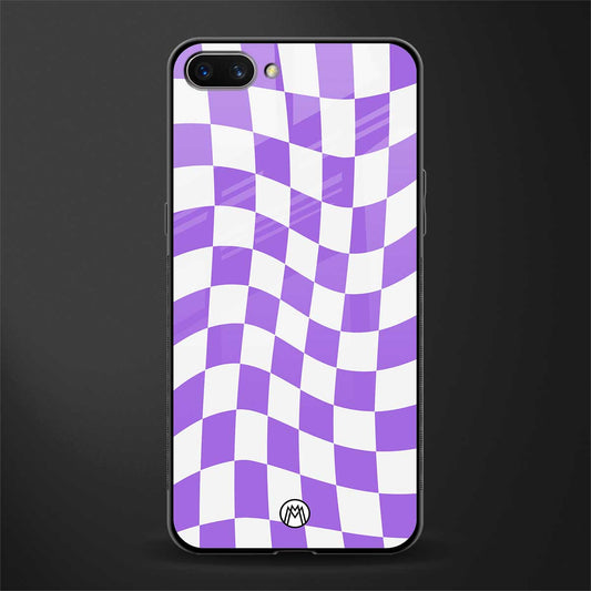 purple white trippy check pattern glass case for realme c1 image