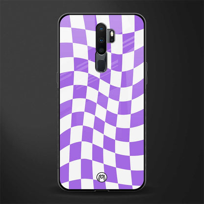 purple white trippy check pattern glass case for oppo a9 2020 image