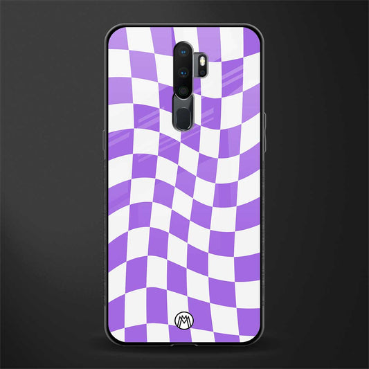 purple white trippy check pattern glass case for oppo a9 2020 image