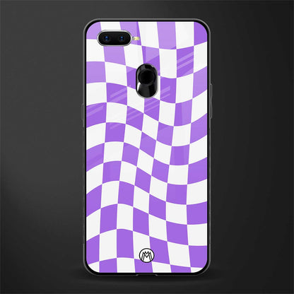 purple white trippy check pattern glass case for oppo a5s image