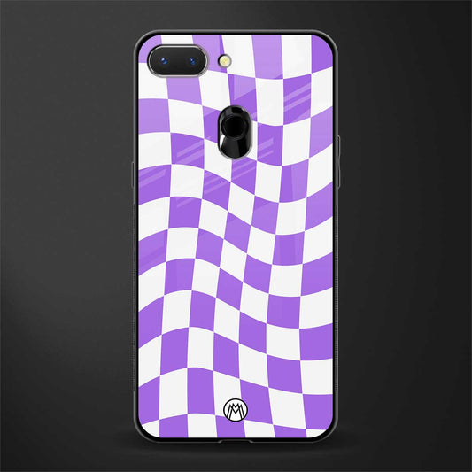 purple white trippy check pattern glass case for oppo a5 image
