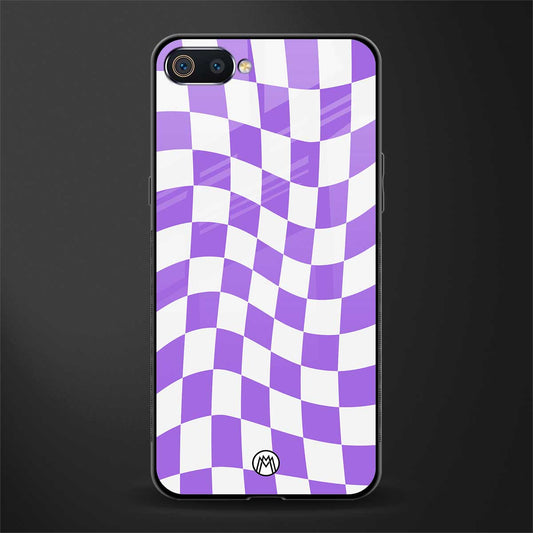 purple white trippy check pattern glass case for realme c2 image