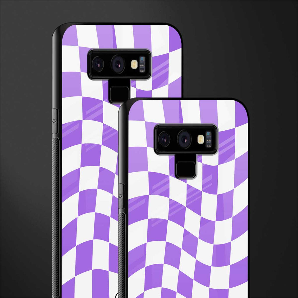 purple white trippy check pattern glass case for samsung galaxy note 9 image-2