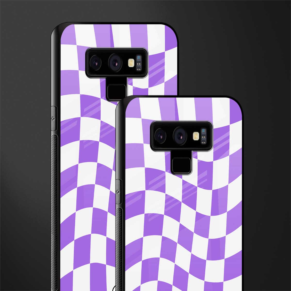 purple white trippy check pattern glass case for samsung galaxy note 9 image-2