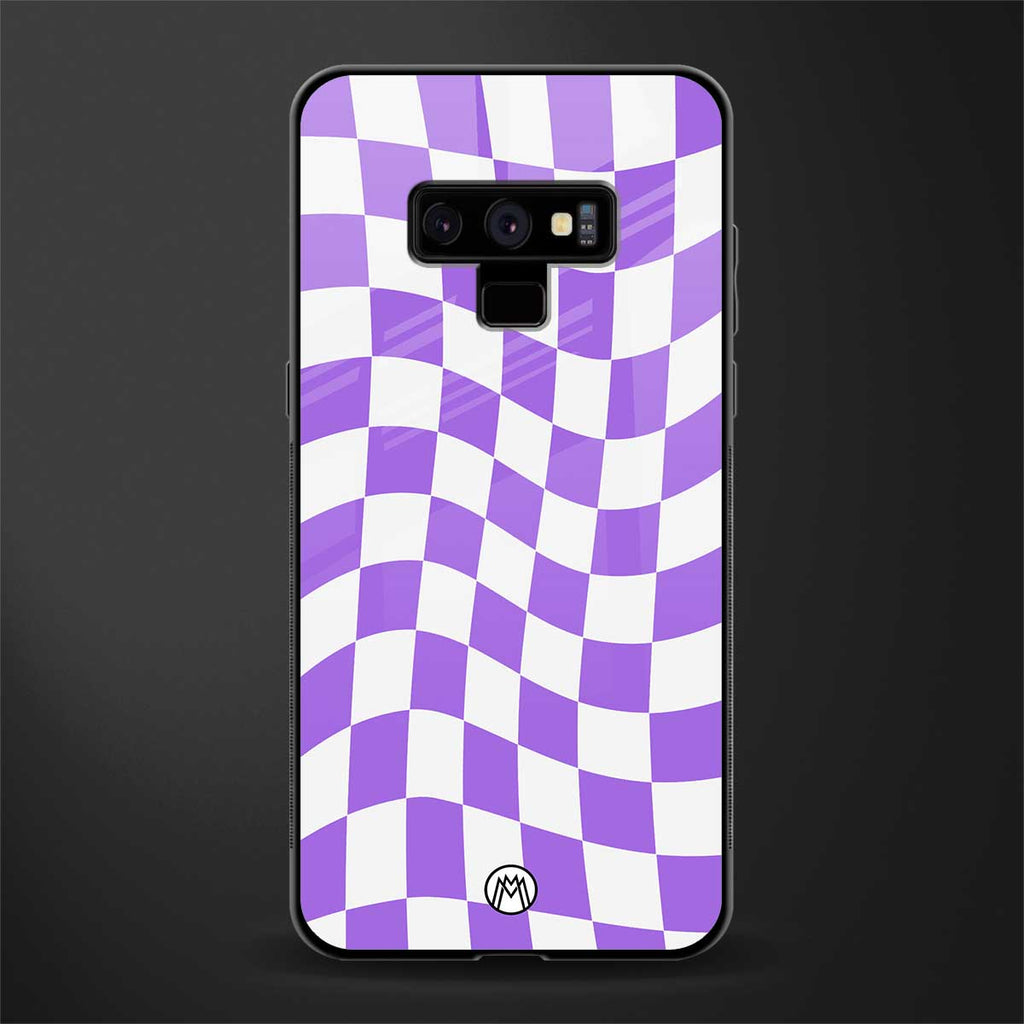 purple white trippy check pattern glass case for samsung galaxy note 9 image