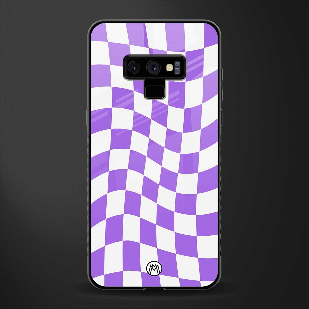 purple white trippy check pattern glass case for samsung galaxy note 9 image
