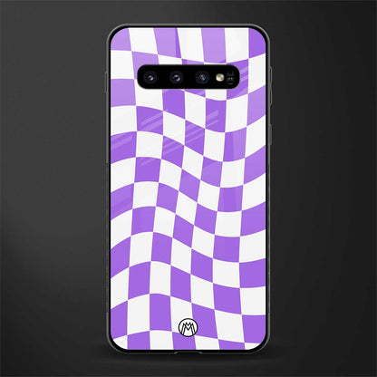 purple white trippy check pattern glass case for samsung galaxy s10 image