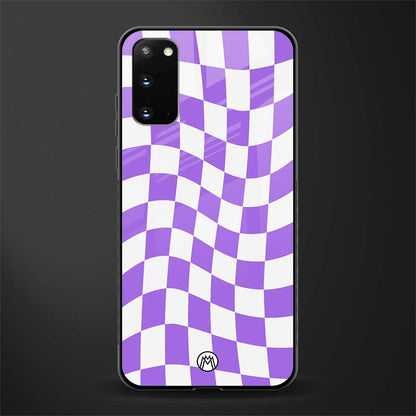 purple white trippy check pattern glass case for samsung galaxy s20 image